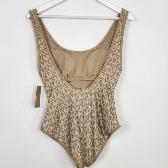 MICHAEL Michael Kors Logo Khaki One Piece Swimsuit Size 10 Padded NWT - Picture 9 of 9